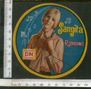India Vintage Trade Label Sangita Ribbons Label Lady Women # LBL124 - Phil India Stamps