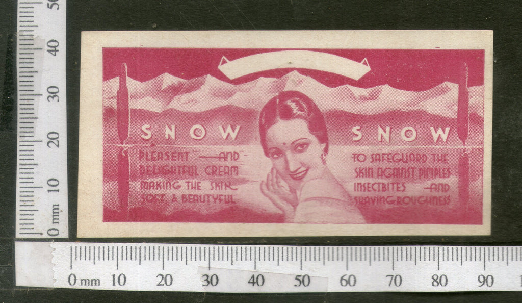 India 1950's Women Snow Cream Printed Vintage Label # LBL129