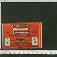 India 1960's Martor Brand Roofing Bolts & Nuts Tools Print Label # L12 - Phil India Stamps