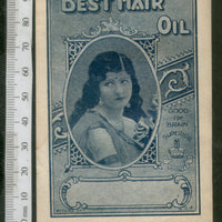 India 1950's Women Best Hair Oil Printed Vintage Label # LBL133