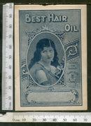 India 1950's Women Best Hair Oil Printed Vintage Label # LBL133