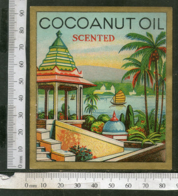 India 1950's Coconut Hair Oil Germany Printed Vintage Label # LBL135