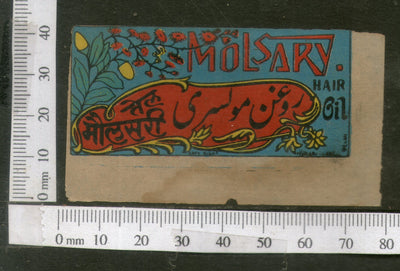 India 1950's Molsary Hair Oil Printed Vintage Label # LBL137