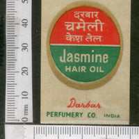 India 1950's Darbar Jasmine Hair Oil Printed Vintage Label # LBL138