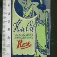 India 1950's Women Rose Hair Oil Printed Vintage Label # LBL144