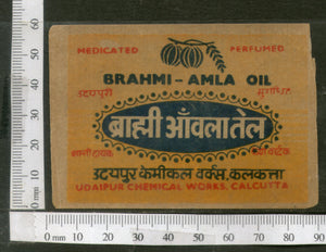 India 1950's Brahmi Amla Hair Oil Printed Vintage Label # LBL150