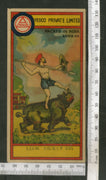 India 1960's Rhino & Warrior Brand Dyeing & Chemical Germany Print Label # L15 - Phil India Stamps