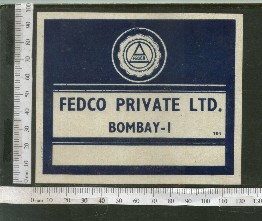 India 1960's Fedco Brand Dyeing & Chemical Print Label # L20 - Phil India Stamps
