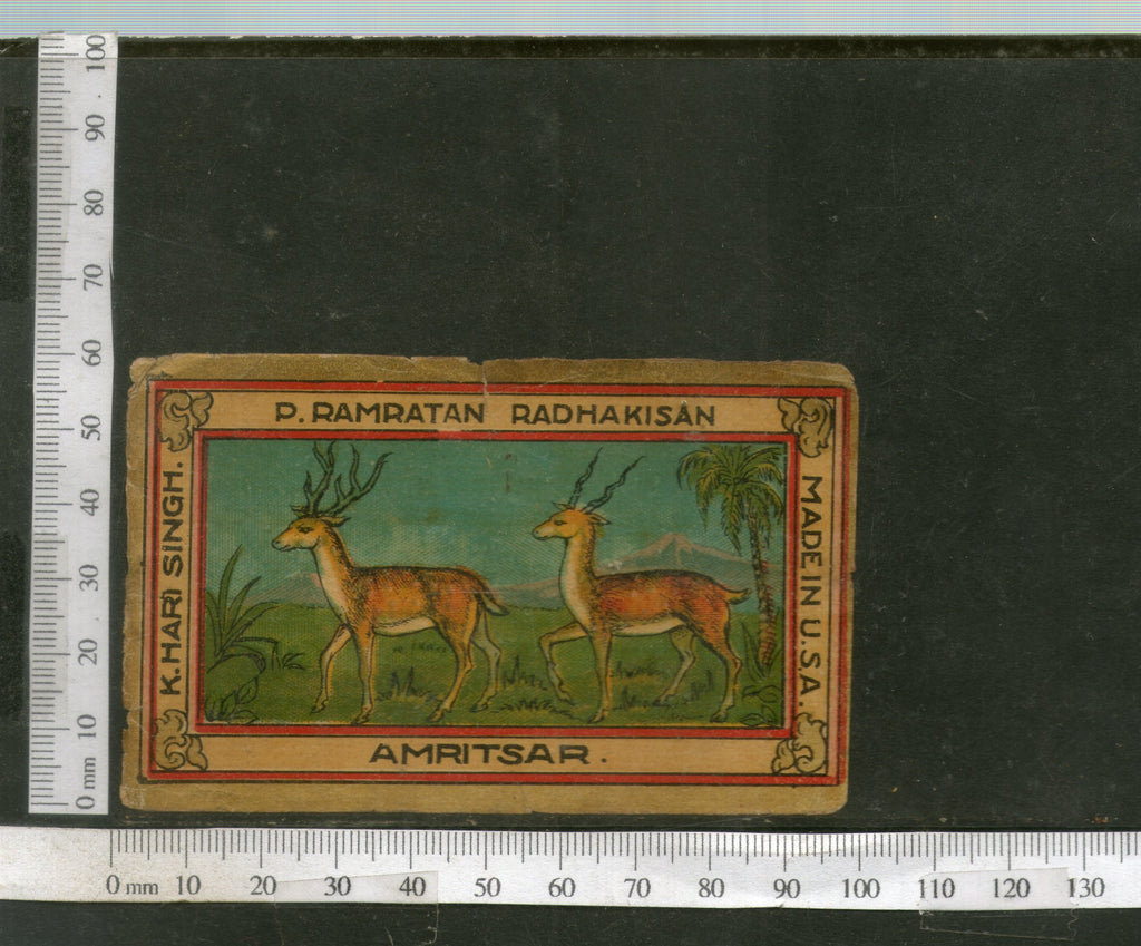 India 1960's Two Stag Deer Brand Dyeing & Chemical Germany Print Label # L23 - Phil India Stamps