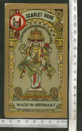 India 1960's Hindu Goddess Brand Dyeing & Chemical Germany Print Vintage Label # L25 - Phil India Stamps