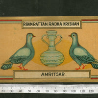 India 1960's Two Pigeons & Vase Brand Dyeing & Chemical Germany Print Vintage Label # L29 - Phil India Stamps