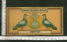 India 1960's Two Pigeons & Vase Brand Dyeing & Chemical Germany Print Vintage Label # L29 - Phil India Stamps