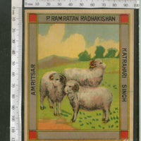 India 1960's Three Sheeps Brand Dyeing & Chemical Germany Print Vintage Label # L32 - Phil India Stamps