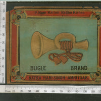 India 1960's Bugle Musical Instrument Brand Dyeing & Chemical Germany Print Vintage Label # L33 - Phil India Stamps