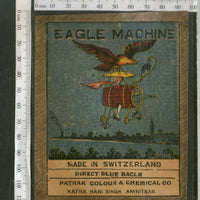 India 1960's Bird Eagle Machine Brand Dyeing & Chemical Multicolor Vintage Label # L35 - Phil India Stamps