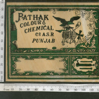 India 1960's Bird Eagle Machine Brand Dyeing & Chemical Vintage Label # L38 - Phil India Stamps