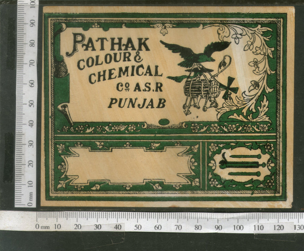 India 1960's Bird Eagle Machine Brand Dyeing & Chemical Vintage Label # L38 - Phil India Stamps