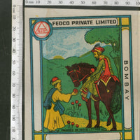India 1960's Horse Rider King Brand Dyeing & Chemical Germany Print Vintage Label # L39 - Phil India Stamps