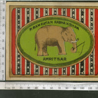 India 1960's Elephant Wildlife Brand Dyeing & Chemical Germany Print Label # L3 - Phil India Stamps