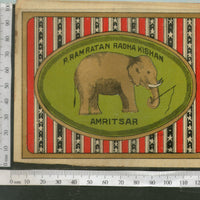 India 1960's Elephant Wildlife Brand Dyeing & Chemical Germany Print Vintage Label # L41 - Phil India Stamps