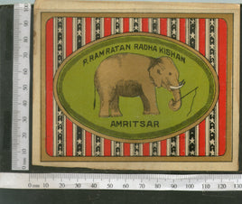 India 1960's Elephant Wildlife Brand Dyeing & Chemical Germany Print Vintage Label # L41 - Phil India Stamps