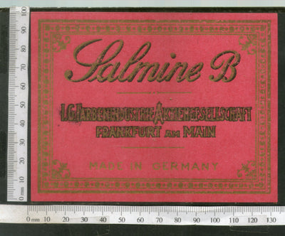 India 1960's Galmine-B Brand Dyeing & Chemical Vintage Label Germany Printed # L46 - Phil India Stamps