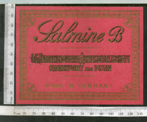 India 1960's Galmine-B Brand Dyeing & Chemical Vintage Label Germany Printed # L46 - Phil India Stamps
