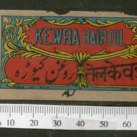 India 1950's Kewwara Hair Oil Printed Vintage Label # LBL4