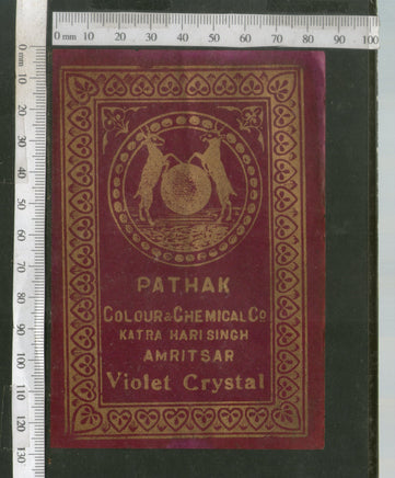 India 1960's Wildlife Two Deer Brand Dyeing & Chemical Germany Print Vintage Label # L52 - Phil India Stamps