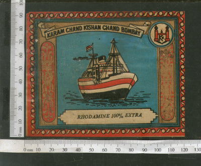 India 1960's Steam Ship Brand Dyeing & Chemical Germany Print Vintage Label # L53 - Phil India Stamps