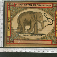 India 1960's Elephant Wildlife Brand Dyeing & Chemical Germany Print Label # L5 - Phil India Stamps