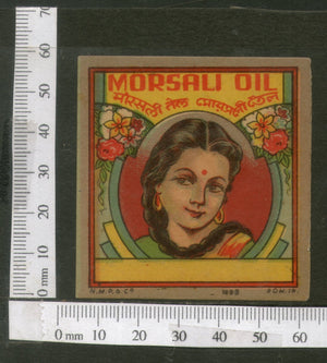 India Vintage Trade Label Morsali Essential Oil Vintage Label Women # LBL63 - Phil India Stamps