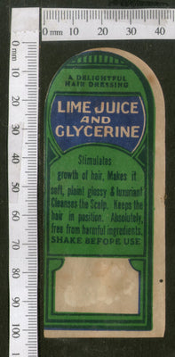 India Vintage Trade Label Lime Juce & Glycerine Essential Hair Oil Label # LBL68 - Phil India Stamps