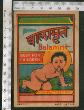 India Vintage Trade Label Balamrit Ayurvedic Medicine Health Syrup # LBL72 - Phil India Stamps