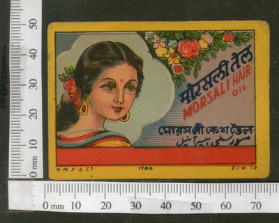 India Vintage Trade Label Morsali Essential Oil Label Women # LBL74 - Phil India Stamps