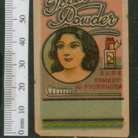 India Vintage Trade Label Pyorrhoea Tooth Powder Label Women Dental # LBL77 - Phil India Stamps