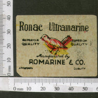 India Vintage Trade Label Ronac Ultramarine Lable Bird Wildlife # LBL89 - Phil India Stamps