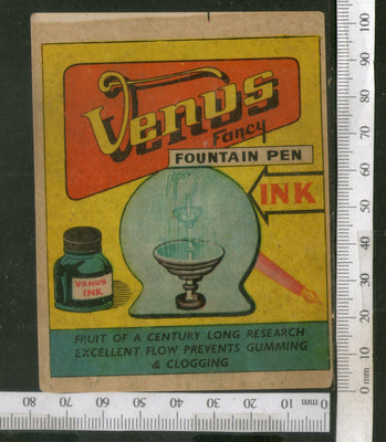India Vintage Trade Label Venus Fountain Pen Ink Label Rare # LBL99 - Phil India Stamps