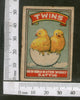 India 1950's Bird Twins Chicken Brand Match Box Label Animal # MBL104 - Phil India Stamps