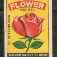 India Rose Flowers Safety Match Box Label # MBL109
