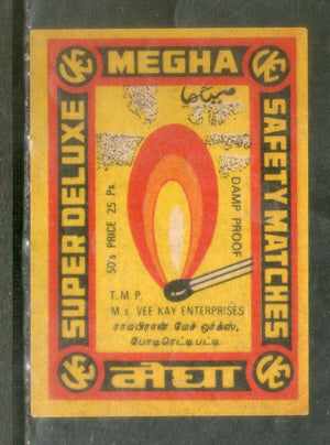 India MEGHA Safety Match Box Label # MBL115
