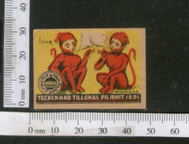 India 1950's Two Monkey Jokers Smoking Brand Match Box Label # MBL118 - Phil India Stamps
