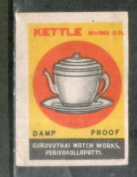 Étiquette de boîte d'allumettes de sécurité India KETTLE n° MBL125