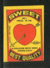 India SWEET Safety Match Box Label # MBL129