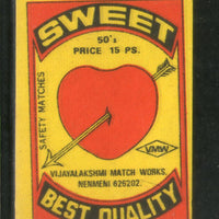 India SWEET Safety Match Box Label # MBL129