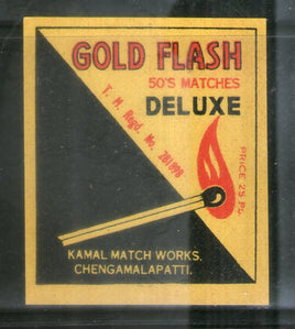 Étiquette de boîte d'allumettes de sécurité India GOLD FLASH n° MBL12