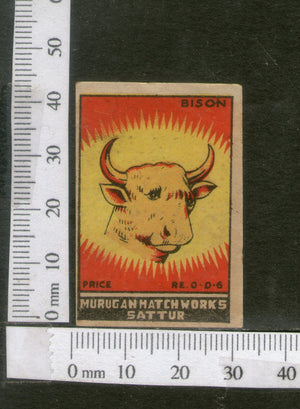 India 1950's Bison Brand Match Box Label Wildlife Animal # MBL131 - Phil India Stamps