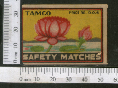 India 1950's Lotus Flower Flora Tamco Brand Match Box Label # MBL132 - Phil India Stamps