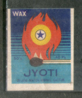 Étiquette de boîte d'allumettes de sécurité JYOTI India n° MBL143