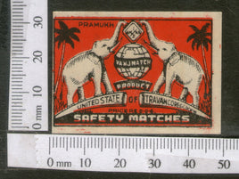 India 1950's Elephant Map Globe Brand Match Box Label Wildlife Animal # MBL160 - Phil India Stamps